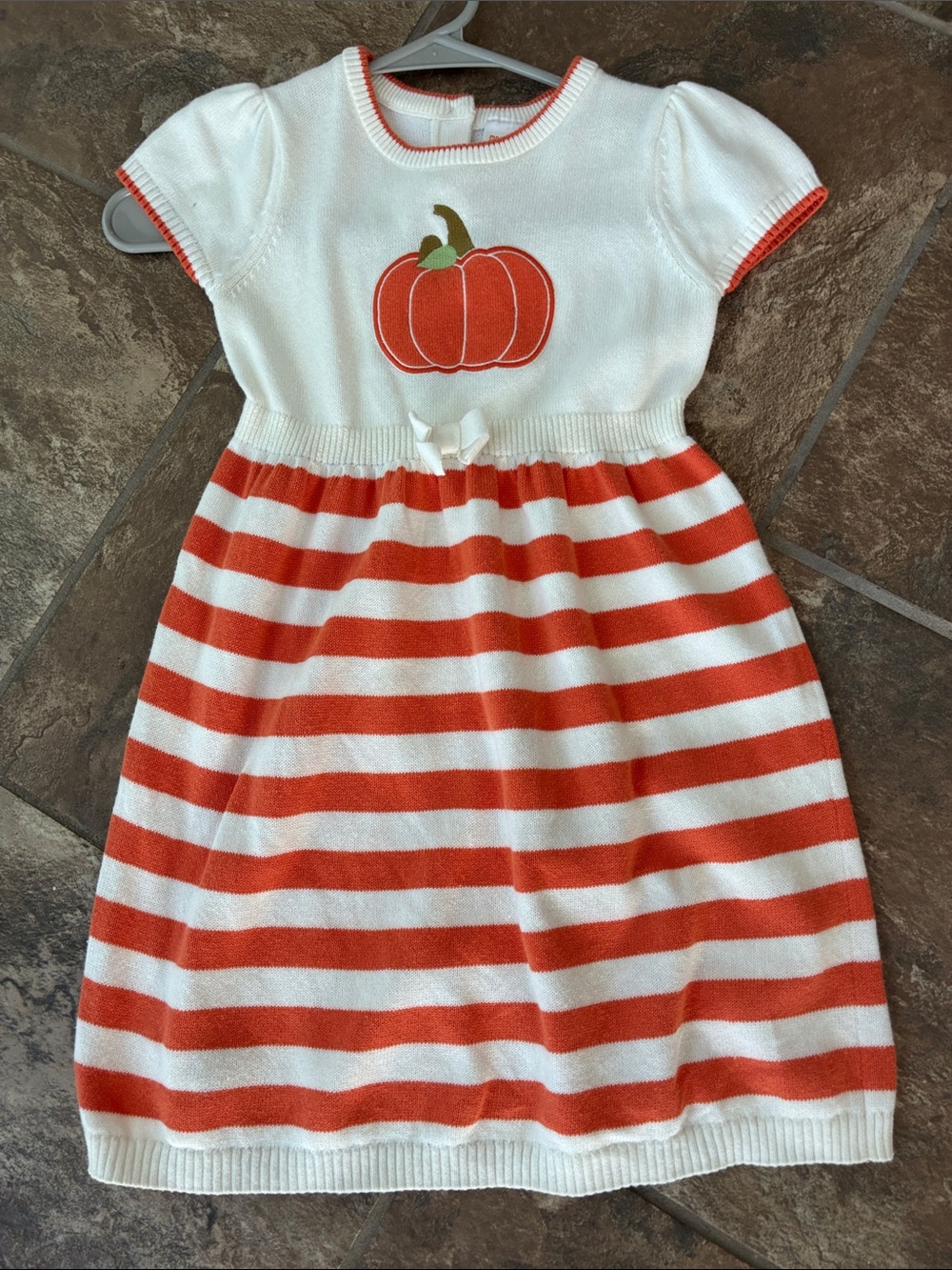 Gymboree White and Orange Pumpkin Knit Dress